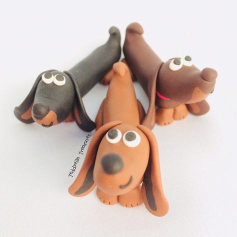 Clay Cake Toppers, Dachshund Cake, Dogs Cake, Fondant Dog, Fondant Figures Tutorial, Clay Cake, Polymer Clay Cake, Unique Cake Toppers, Dog Cake Topper