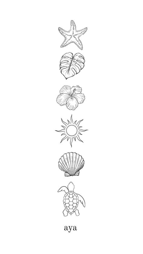 Hidden Meaning Tattoos, Tattoo Ideas Spine, Beachy Tattoos, Starfish Tattoo, Shell Tattoos, Small Girly Tattoos, Dragon Tattoo For Women, Ocean Tattoos, Small Pretty Tattoos