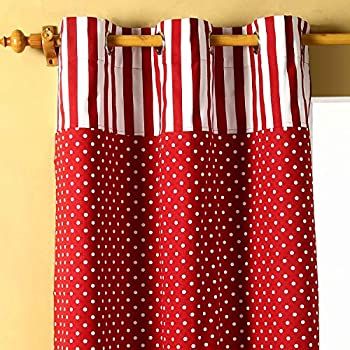 HOMESCAPES 100% Cotton Unlined Eyelet Curtain Pair - Polka Dots - Red - 137cm (54") Wide x 182cm (72") Drop: Amazon.co.uk: Kitchen & Home Classroom Curtains, Polka Dot Curtains, Hanging Curtain Rods, Print Curtains, Kids Shower Curtain, Kitchen Curtain Sets, Burlap Curtains, Nursery Curtains, Modern Curtains