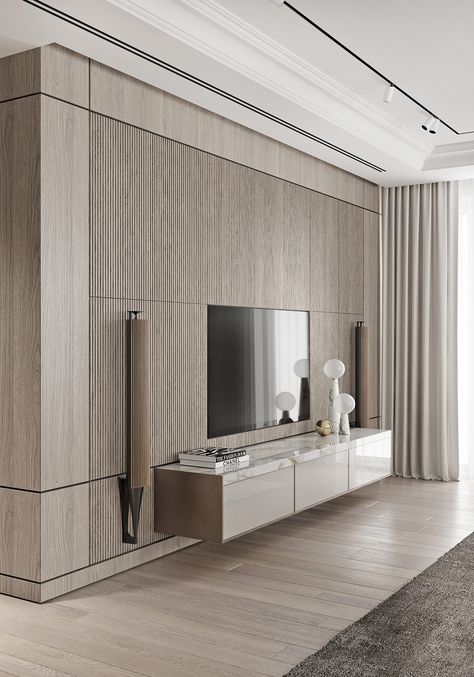 Magnificent Modern Marble Interior With Metallic Accents Marble Interior, Modern Tv Wall Units, Tv Cabinet Design, Modern Tv Wall, Living Room Tv Unit Designs, Living Room Tv Unit, Tv Room Design, Tv Wall Design, Living Room Design Decor