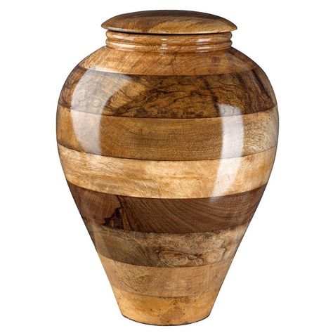 This stunning mango urn is good choice for those who want a beautiful cremation urn for the ashes of their loved one. This urn is made entirely of mango wood and has lots of texture from smooth curves to rough bark. This stunning Wood Cremation Urn makes it a great choice to honor someone who enjoyed nature or who would appreciate keeping it simple. Cremated Remains, Bandsaw Box, Wood Urn, Wooden Urn, Turning Projects, Ceramic Urn, Urn For Ashes, Keepsake Urns, Memorial Plaque