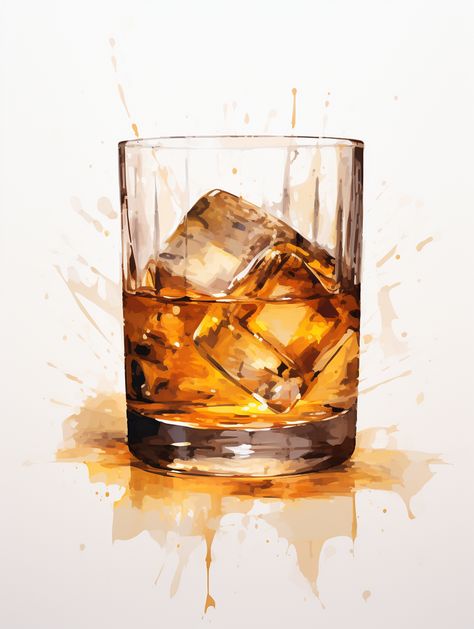 Immerse yourself in the rich and textured world of oil painting with a captivating image of a glass of whiskey meticulously crafted on a pristine white canvas. 🥃🎨 This artwork celebrates the interplay of light and shadow, revealing the depth and complexity of the whiskey. #WhiskeyArt #OilPainting #GalleryWorthy #ArtisticElegance #LiquidGold #ArtisticMasterpiece #WhiskeyConnoisseur #WhiskeyTasting #GoldenAmber #WhiskeyMagic #OilPaintInspiration #WhiskeyAppreciation #CanvasCraftsmanship Whiskey Watercolor Paintings, Whiskey Glass Art, Whiskey Artwork, Watercolor Whiskey, Whiskey Painting, Glass Of Whiskey, Cocktail Images, Paint And Drink, Gorillas Art