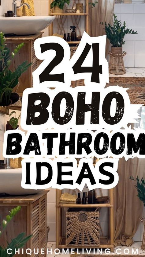 Check out these 24 Stunning Ideas! Infuse your bathing sanctuary with free-spirited vibes and eclectic charm that capture the essence of bohemian style. Sage Boho Bathroom, Mexico Bathroom Ideas, Bad Boho Style, Bohemian Bathroom Decor Ideas, Boho Powder Room Ideas, Desert Theme Bathroom, Boho Master Bath, Small Boho Bathroom Ideas, Boho Powder Room