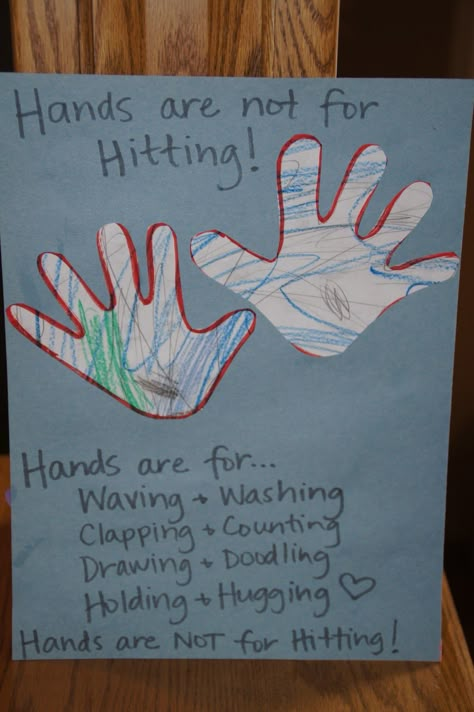 Hands Are Not For Hitting Project Hands Are Not For Hitting, Manners Preschool, Manners Activities, Social Emotional Activities, Letter Of The Week, Daycare Activities, Daycare Crafts, Preschool Lessons, Preschool Classroom