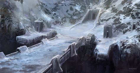 Ice Fortress by Rukkits.deviantart.com on @deviantART Soc Aesthetic, Ice Fortress, Notion Wallpaper, Dnd Artwork, Winter Kingdom, Dm Tools, Icewind Dale, Arctic Landscape, Contemporary Fantasy