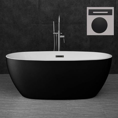 Black Freestanding Tub, Bath Redo, Acrylic Tub, Primary Bath, Freestanding Tub, Acrylic Bathtub, Soaking Bathtubs, Condo Ideas, New Condo