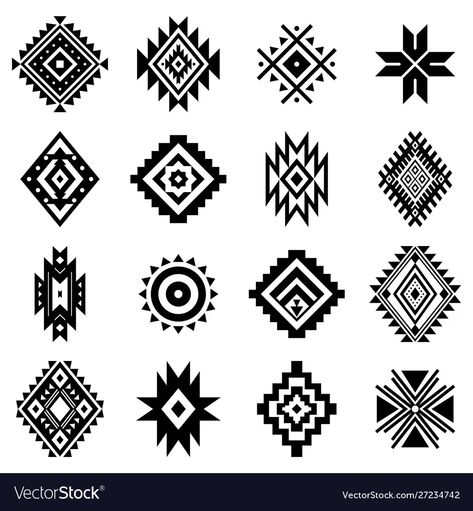 Aztec Print Tattoo, Aztec Doodles, Arte Bob Marley, Aztec Symbols, Navajo Pattern, Native American Patterns, Geometric Symbols, Print Design Art, Vector Elements