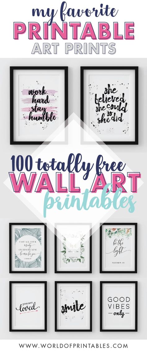 This amazing collection of free printable wall art prints isn’t one to be overlooked. In this post we feature stunning prints for the home, bedroom, office and nursery – there is something for everyone!  #diyhomedecor #homedecor #diywalldecor #walldecor #wallart #nurserywallart #minimalistwallart #quotes Free Downloads Wall Art, Office Wall Art Collage, Free Printable Wall Art Living Room Boho, Inspirational Quotes Posters Wall Art, Wall Art Black And White Printable, Free Office Printables Wall Art, Framed Inspirational Quotes Wall Art, Signs For Home Office, Printable Office Quotes