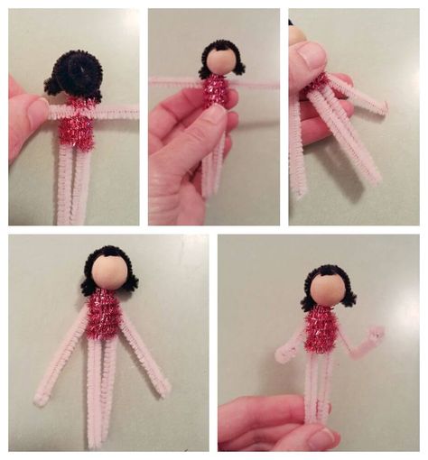 how to make the arms for the pipe cleaner doll ornament Pipe Cleaner Holiday Crafts, Pipe Cleaner Doll, Pipe Cleaner Crafts For Adults, Pipe Cleaner People, Pipe Cleaner Dolls, Pipe Cleaner Ornaments, Pipe Cleaner Projects, Pipe Cleaner Christmas, Christmas In October