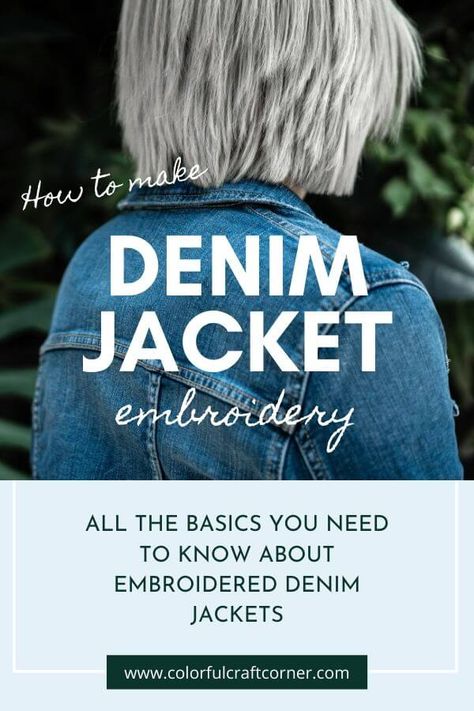 Hand Embroider Jean Jacket, How To Embroider Denim By Hand, Embroidery For Jean Jackets, How To Embroider Denim, Repurpose Denim Jacket, Diy Denim Jacket Embroidery, Embroidery On Jean Jackets Diy, Denim Jacket Embroidery Ideas Diy, Hand Paint Denim Jacket