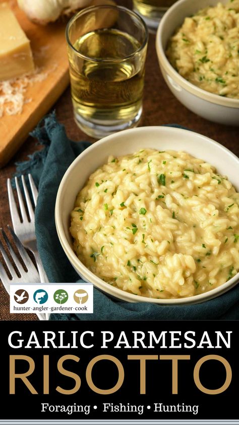 Lemon Garlic Risotto, Garlic Parm Risotto, Parmasean Risotto Recipes, Roasted Garlic Risotto, Garlic Risotto Recipes, Creamy Risotto Recipes Parmesan, Mushroom Parmesan Risotto, Creamy Parmesan Risotto, Rizzoto Recipes Simple