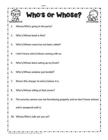 Whose Worksheet, Area And Perimeter Worksheets, Black Color Hairstyles, English Homework, Punctuation Worksheets, Perimeter Worksheets, Hairstyles Black Hair, Color Hairstyles, Nouns Worksheet