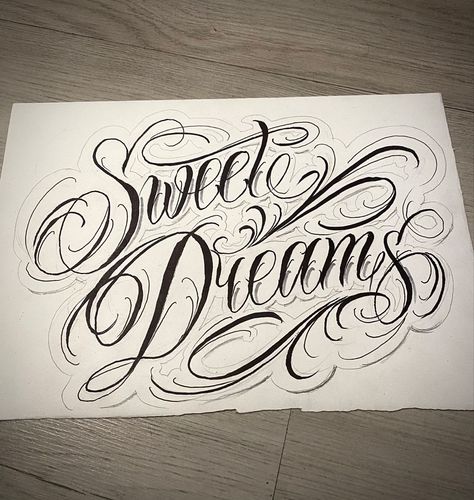 Sweet Dreams Tattoo, Tattoo Ideas Calligraphy, Chicano Lettering Drawing, Chicano Writing Lettering, Betrayed Art, Chicano Cursive Lettering, Chicano Script Lettering, Chicano Writing, Chicano Calligraphy