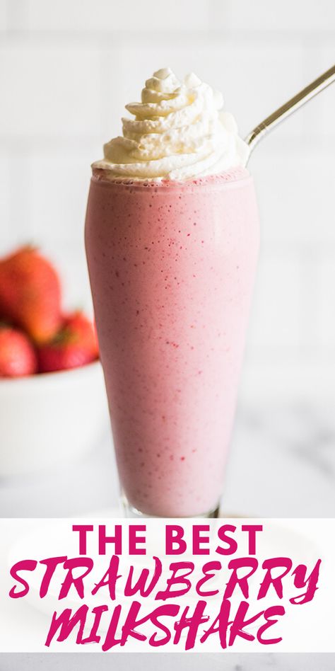 Stuff To Make In A Blender, Strawberry Ice Cream Milkshake, Strawberry Ice Cream Shake, Easy Strawberry Milkshake, How To Make A Shake, Ideas For Frozen Strawberries, Things To Do With Frozen Strawberries, Blendjet Milkshake Recipe, How To Make Strawberry Milkshake