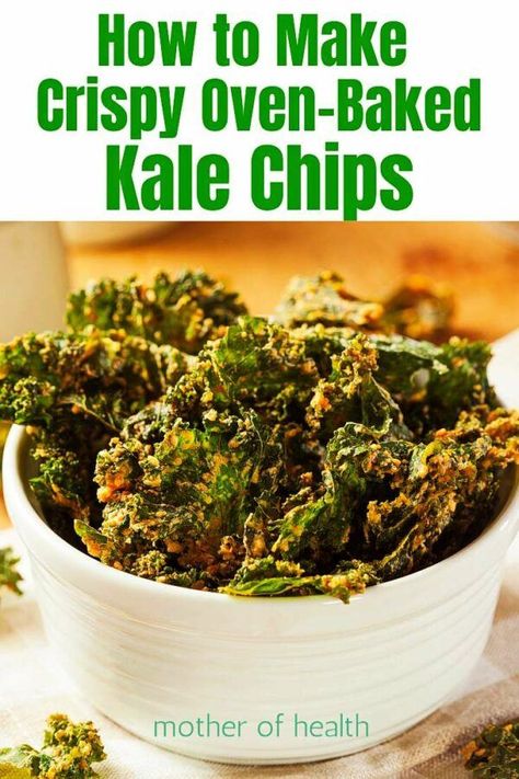 How to Make Crispy Oven Baked Kale Chips | Mother Of Health Baked Kale Chips, Kale Chips Baked, Kale Chip Recipes, Baked Kale, Healthy Snack Options, Kale Recipes, Things To Keep In Mind, Kale Chips, Protein Shake