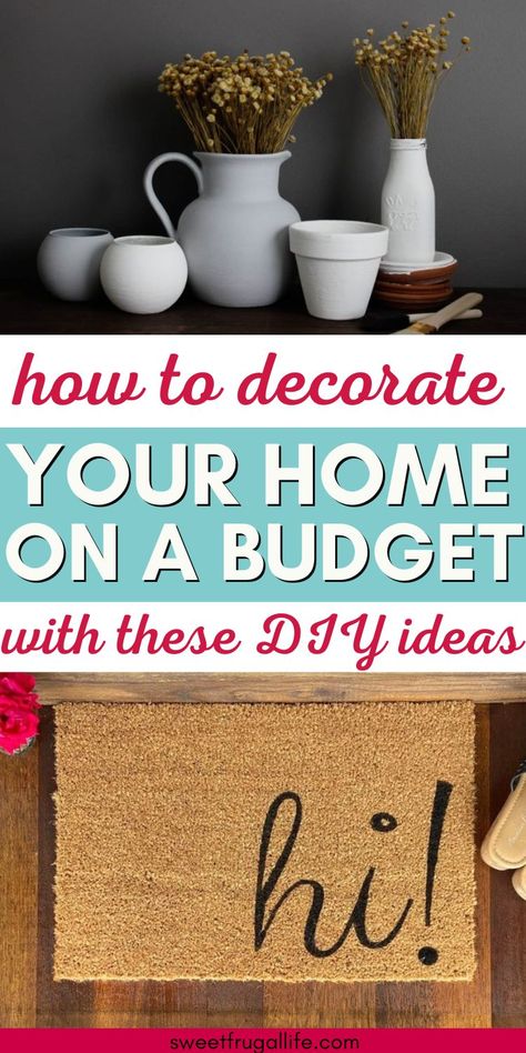 How to makeover your home on a small budget. Frugal decorating ideas. Easy DIY home projects. Frugal craft decorating ideas. How to decorate cheaply. Frugal living DIY projects. Easy DIY decor ideas. Cheap ways to decorate the house. Easy home craft ideas. Cute Cheap Home Decor Ideas, New Home Decorating Ideas Budget, Diy Cheap Decor, Cheap Home Diy, Frugal Decorating Ideas, Creative Ideas For The Home, House Decor On A Budget, Cheap Ways To Update Your Home, New Home Decorating Ideas