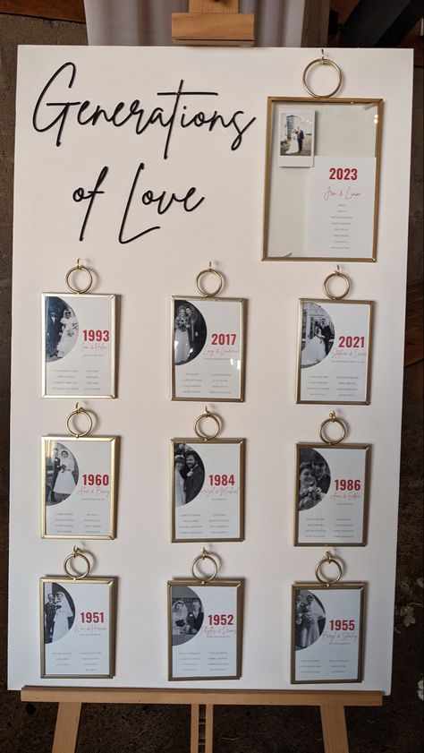 Wedding Ideas Table Plan, Wedding Generations Of Love, Generation Of Love Wedding, Wedding Seat Plan Ideas, Generation Table At Wedding, Generation Of Love Table Wedding, Wedding Generation Table, Love That Built Us Wedding Table, Generations Of Love Wedding Display