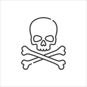 Skull Vector Art, Easy Skull Drawings, Simple Skull, Skulls Drawing, Skull Crossbones, Vector Line, Skull Illustration, Skull And Crossbones, Line Icon