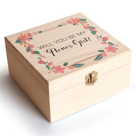 PRICES MAY VARY. Note: This option is only a wooden box and does not include other accessories. Please note it Wooden Box Inside Size: Length : 6.5in/16.5cm, Width : 6.3in/16cm, Height : 3.35in/8.5cm Outside Dimensions Of The Wooden Box: Length : 7.09in/18cm, Width: 6.9in/17.5cm, Height : 3.54in/9cm Ideal For Your Flower Girl Gifts: You can purchase this wooden box to go with your exclusive flower girl gift. The box is closed with a square lock so that your gift will not fall out of the box Pers Girl Sunglasses, Wedding Sunglasses, Flower Girl Proposal, Wedding Gift Set, Girl Gift Set, Gifts Box, Gifts Set, Wedding Cups, Proposal Box