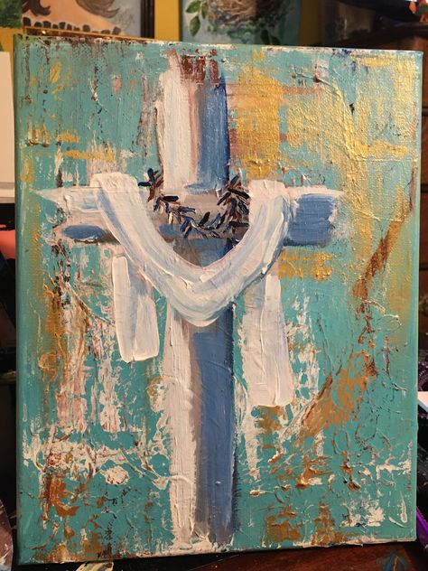 Easter Art Painting Canvases, Small Cross Paintings, Painting A Cross On Canvas, Hand Painted Crosses On Canvas, Painting Crosses On Canvas, Easter Cross Paintings On Canvas, Paintings Of Crosses On Canvas, Paintings Of Crosses, Easy Easter Canvas Painting