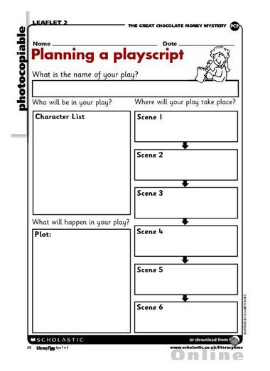 Planning a play script PLANNING A PLAYSCRIPT  The students are grouped into 4. They will plan their play using this play script template. Later, they will use this plan to make their original play script.  Rubric for grading: Name of play 1 pt Scene 1-6        6 pts Character list   4 pts Plot triangle     4 pts Total                 15 pts Writing A Play Script, Drama Classroom, Script Template, Theatre Classroom, Play Script, Character List, Planning Worksheet, Drama Activities, Teaching Theatre