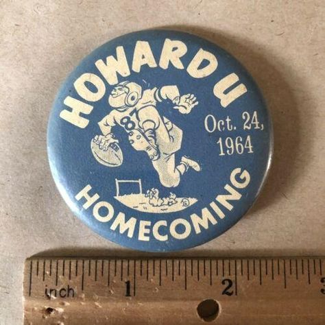 Vintage 1964 Howard University Homecoming Button Pin | #3856077893 Howard University Homecoming, U Of M Football, Long Beach City, Lawrence University, Appleton Wisconsin, Homecoming Games, Tie Tack Pin, Football Homecoming, Marion County