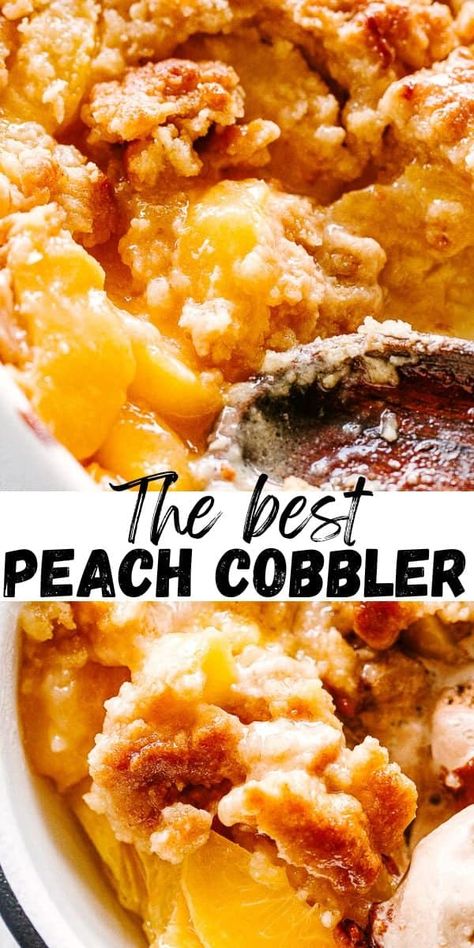 This Peach Cobbler recipe, packed with fresh peaches and a sweet, crumbly topping, is the best and most delicious way to enjoy the richness of summer fruits. Served warm with a scoop of ice cream, it is pure bliss! Peach Cobbler Taste Of Home, Grandmas Famous Peach Cobbler, Grandmas Peach Cobbler Recipe, Martha Stewart Peach Cobbler, Peach Cobbler 8x8 Pan, Small Peach Cobbler Recipes, 8x8 Peach Cobbler Recipe, Peach Mango Cobbler, Peach Cobbler With Streusel Topping