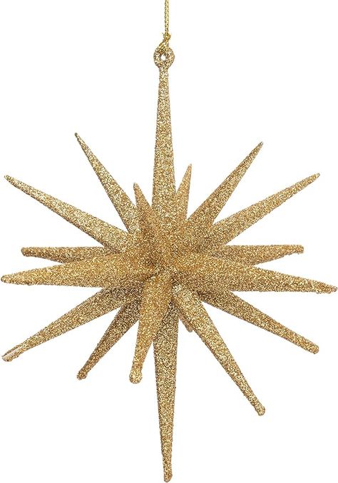 Amazon.com: Gold Glittered Moravian Star Ornament : Home & Kitchen Gold Star Ornaments, Moravian Star, Studded Necklace, Kids Bracelets, Silver Tree, Kids Necklace, Star Ornament, Charm Rings, Christmas Tree Ornament