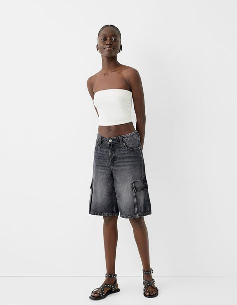 Women’s Shorts and Bermuda Shorts | New Collection | Bershka Cargo Bermuda Shorts, Bermuda Cargo, Nylon Shorts, Denim Cargo, Cargo Trousers, Sweaters Knitwear, Short Jumpsuit, Jeans Jumpsuit, Sweater Jacket