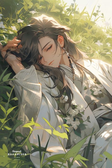 Discover serenity as this anime man dons traditional Hanfu attire amidst lush green fields. Anime Fairy Boy, Shadow Queen, Hanfu Men, Island Boys, Fairy Boy, Teacher Board, Anime Prince, Hanfu Traditional, Japanese Geisha