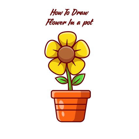 Learning how to draw flowers is easy with this step-by-step tutorial. For visual learners, check out the flower drawing video at the end! Flower In A Pot Drawing, Pot Drawing Ideas, Flower Pot Drawing, Flower In A Pot, Pot Drawing, Pot With Flowers, Draw A Flower, Flowers Pot, Flowers Easy