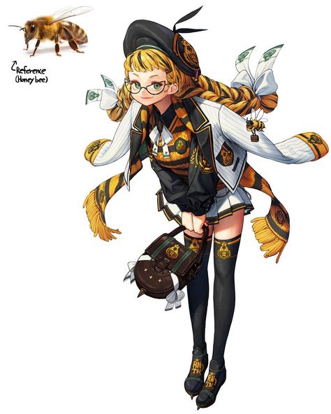 ArtStation - Honeybee girl, Rinotuna Japon Illustration, 캐릭터 드로잉, ��판타지 아트, Human Art, Korean Artist, 만화 캐릭터, 영감을 주는 캐릭터, Female Character Design, Character Design References