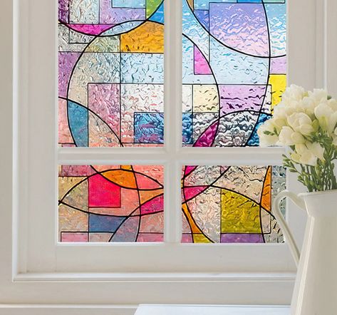 Glass Window Decals, Glass Window Film, Stained Glass Window Film, Colorful Mosaic, Mosaic Stained, Window Color, Window Privacy, Window Film Privacy, Glass Decals