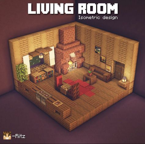 Minecraft Living Room Ideas, Minecraft Living Room, Case Minecraft, Minecraft Decoration, Rumah Minecraft Sederhana, Cozy Living Room Design, Minecraft Interior Design, Bangunan Minecraft, Minecraft Cottage