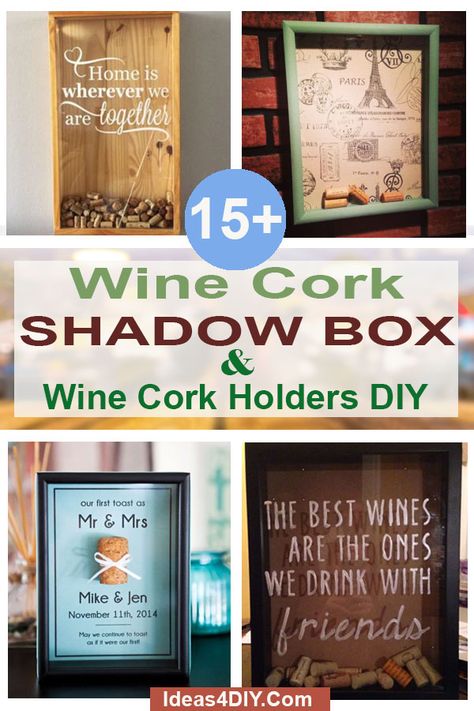 15+ Wine Cork Shadow Box & Wine Cork Holders DIY Upcycling, Cork Keepsake, Wine Cork Storage, Wine Cork Shadow Box, Cork Box, Cork Frame, Decorated Boxes, Wine Cork Holder, Shadow Box Display Case