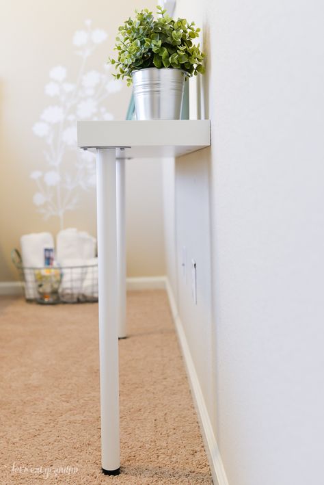 Simple IKEA Hack: Narrow console table for just $22! Ikea Console, Ikea Console Table, Diy Kast, Lack Shelf, Ikea Lack Shelves, Ikea Lack, Narrow Console Table, Ikea Furniture Hacks, Diy Ikea Hacks