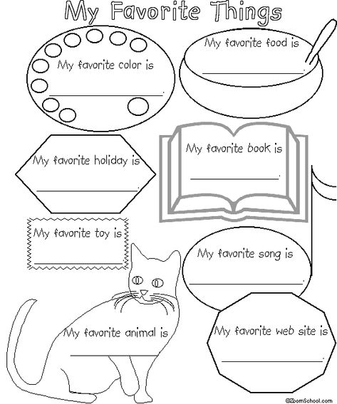 Favorite Things Worksheet Elementary Special Education Activities, Me Preschool Theme, Classroom Wishlist, All About Me Printable, All About Me Book, All About Me Preschool, All About Me Activities, About Me Activities, Special Education Activities