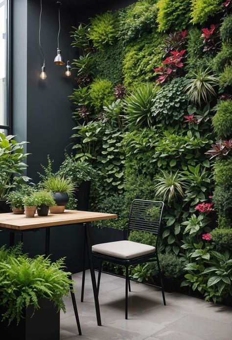 Small Cozy Garden Ideas, Tiny Backyard Ideas Small Spaces Patio, Vertical Garden Patio, Small Courtyard Ideas Garden Nook, Modern Garden Inspiration, Modern Minimalist Garden, Vertikal Garden, Urban Garden Design, Cozy Garden