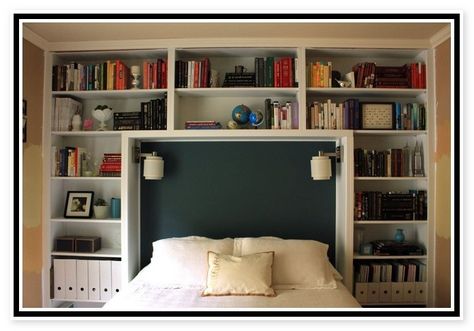 King Size Bookcase Headboard - Foter Bookshelf Bedroom Ideas, Bookcase Headboard King, Headboard Plan, Bedroom Bookcase, Diy Headboard Wooden, Minimalist Bookshelves, Bookshelf Headboard, Bookshelves In Bedroom, Headboard With Shelves