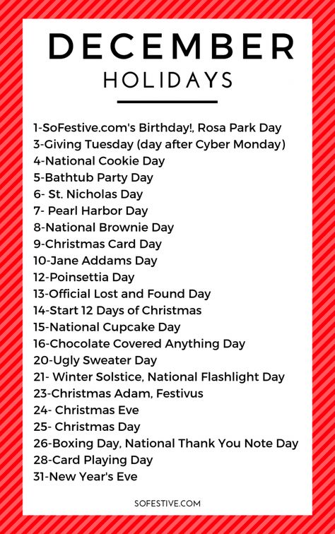 December Holidays December Senior Living Activities, Monthly Holidays List, National Holiday Calendar 2023, 2023 Holiday Calendar, Daily Holidays Calendar, Holidays In December, January Holidays, List Of Holidays, Christmas Adam