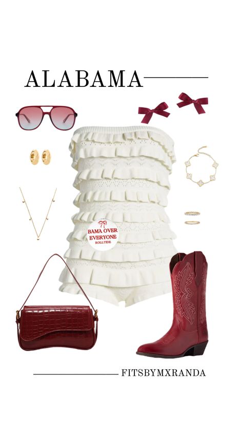 ALABAMA GAMEDAY OUTFIT | Shop the look #outfitinspo #gameday #gamedayoutfit #gamedayfit #outfit #bamarush #bama #alabama Georgia Football Outfit, Gameday Outfit Alabama, Bama Gameday Outfit, Uf Outfits, Uga Gameday Outfit, Alabama Gameday Outfit, Alabama Football Game, Bama Gameday, College Gameday Outfits