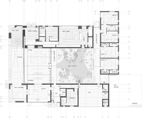 Matías Zegers Arquitectos builds stone courtyard house in Chile Stone Courtyard, Architecture Courtyard, Vintage Floor Plans, Chilean Wine, Atrium House, Building Layout, Courtyard House Plans, Architectural Design House Plans, Built In Furniture