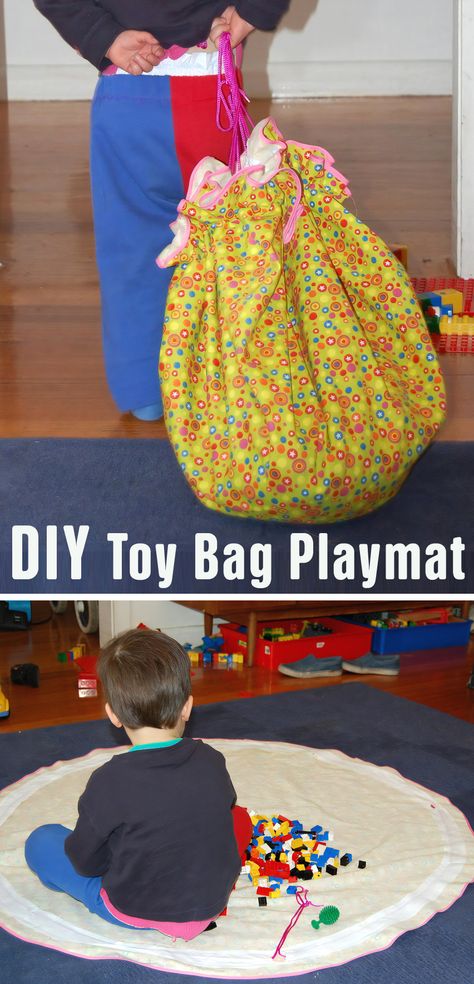 DIY Drawstring Toy Bag Playmat Diy Lego Bag, Toy Bag Play Mat, Lego Bag, Tiny Toys, Treasure Bag, Big Lego, Toy Sack, Bucket Hat Pattern, Lego Toy