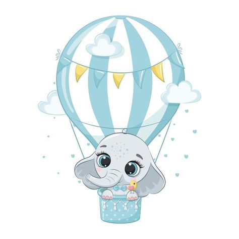 Lindo bebé elefante volando en una ilust... | Premium Vector #Freepik #vector #ninos #nube #personaje #dibujos-animados Baby Cartoon Images, Baby Elephant Clip Art, Elephant Hot Air Balloon, Baby Elephant Art, Hot Air Balloon Cartoon, Ballon Illustration, Scrapbook Bebe, Elephant Clipart, Baby Sticker