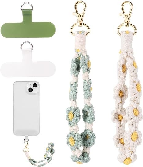 Macrame Phone Charm, Macrame Phone Strap, Phone Wrist Strap, Phone Essentials, Simpul Makrame, Macrame Flower, Comfortable Life, Bracelet Keychain, Craft Packaging