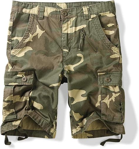 OCHENTA Men's Camo Cargo Shorts with 6 Pockets Casual Military Work Outdoor Summer Military Style Cargo Shorts, Military Style Camouflage Shorts, Army Shorts, Military Camouflage Shorts For Streetwear, Military Shorts, Military Style Camouflage Cotton Cargo Shorts, Camouflage Military Cargo Shorts, Shorts Cargo, Mens Shorts Outfits