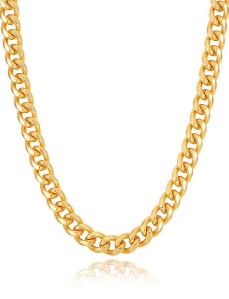 PRICES MAY VARY. 925 Sterling Silver :MOLAYES'Gold Cuban link chain is meticulously crafted from 925 sterling silver, featuring a layer of gold casting.It is free from lead and nickel, ensuring a safe and worry-free wearing experience.Bid farewell to concerns about skin discoloration and discomfort.Let MOLAYES' 925 sterling silver chain be your ideal choice for everyday wear. Timeless Fashion Classic:Our 18K gold over sterling silver chain boasts a classic Cuban link design, accentuating a smooth, flat surface that seamlessly pairs each link for a timeless look. Whether worn alone, layered with other chains, or adorned with your favorite pendant, showcase your style and elevate your look. Stand out with elegance in your daily life. Italian Craftsmanship Showcase:This 18K gold chain exempli Gold Cuban Link Chain, Cuban Link Chain Necklaces, 18k Gold Chain, Link Design, Gold Chains For Men, Italian Craftsmanship, Italian Jewelry, Skin Discoloration, Cuban Link Chain