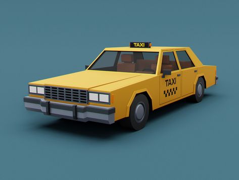 ArtStation - Stylized Yellow Taxi 80s Low Poly Blender, Stylized Car, Minecraft Car, Auto Cartoon, Low Poly Car, Yellow Taxi, 2d Game Art, Casual Art, Bond Girls