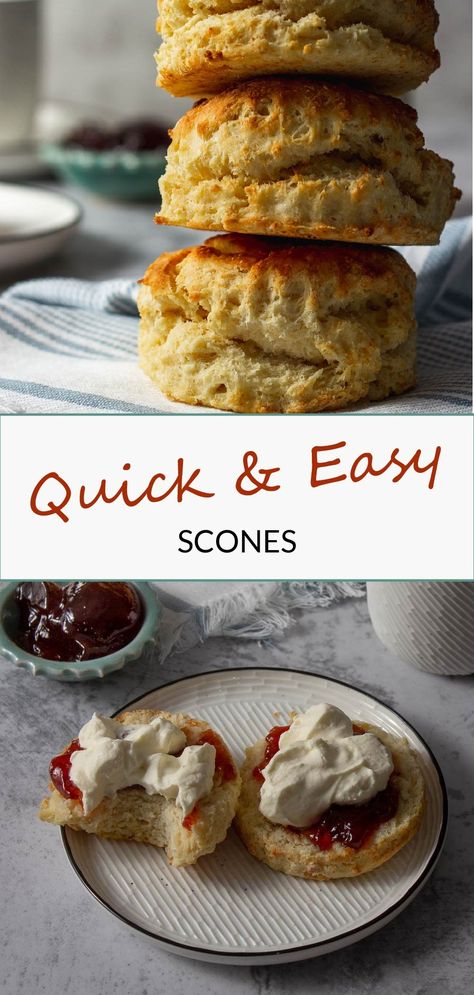 These simple classic scones are golden brown, soft, fluffy, and delicious. Serve them with jam and cream, or try them out with some butter and cheddar! A scone is simply a baked good that is either sweet or savoury, made from flour (wheat or oat), butter, baking powder (or soda), and milk. These tasty delights originated in Cornwall, England. But are enjoyed in my home country of South Africa, are fairly popular here in New Zealand, and Australia. English Scones Recipe, Afternoon Tea Scones, British Scones, English Scones, Scones Recipe Easy, Scones Easy, Afternoon Tea Recipes, Easy English, Scones Recipe