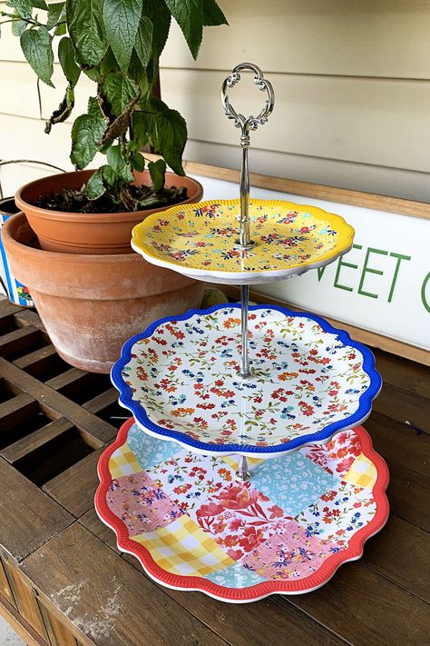 Learn how to make your own 3 tiered tray from inexpensive plates. Great project for upcycling china and ceramic plates from the thrift store. Diy 3 Tiered Tray How To Make With Plates, Glass Paint Ideas, Room Ideas Craft, Repurposed China, Toddlers Crafts, 3 Tiered Tray, Diy Tiered Tray, Art Craft Room, Diy Tea Party